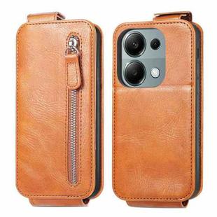 For Xiaomi Redmi Note 13 Pro 4G Zipper Wallet Vertical Flip Leather Phone Case(Brown)