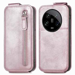 For Xiaomi 14 Ultra Zipper Wallet Vertical Flip Leather Phone Case(Pink)
