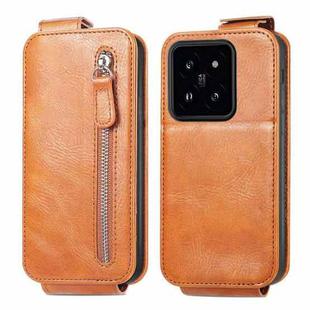 For Xiaomi 14 Zipper Wallet Vertical Flip Leather Phone Case(Brown)