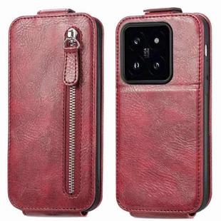 For Xiaomi 14 Zipper Wallet Vertical Flip Leather Phone Case(Red)