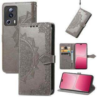 For Xiaomi 13 Lite Mandala Flower Embossed Horizontal Flip Leather Phone Case(Gray)