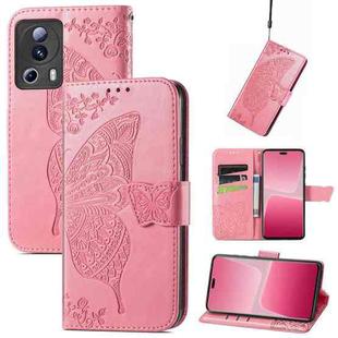 For Xiaomi 13 Lite Butterfly Love Flower Embossed Leather Phone Case(Pink)