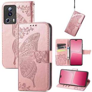 For Xiaomi 13 Lite Butterfly Love Flower Embossed Leather Phone Case(Rose Gold)