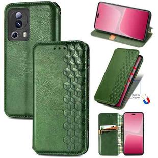 For Xiaomi 13 Lite Cubic Grid Pressed Magnetic Leather Phone Case(Green)