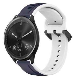 For Garmin Vivomove Sport 20mm Convex Loop Two-Color Silicone Watch Band(Midnight Blue+White)