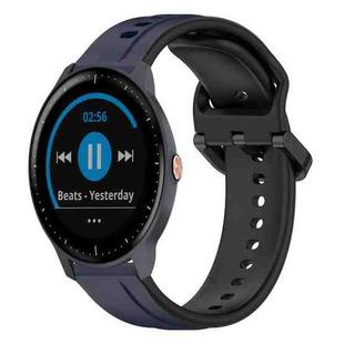 For Garmin Vivoactive3 Music 20mm Convex Loop Two-Color Silicone Watch Band(Midnight Blue+Black)