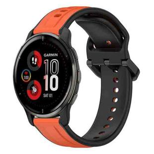 For Garmin Venu 2 Plus 20mm Convex Loop Two-Color Silicone Watch Band(Orange+Black)