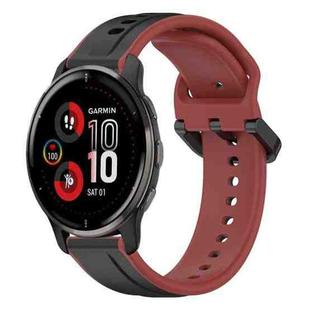 For Garmin Venu 2 Plus 20mm Convex Loop Two-Color Silicone Watch Band(Black+Red)