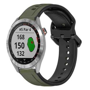 For Garmin Approach S40 20mm Convex Loop Two-Color Silicone Watch Band(Dark Green+Black)