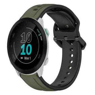 For Garmin Forerunner 55 20mm Convex Loop Two-Color Silicone Watch Band(Dark Green+Black)