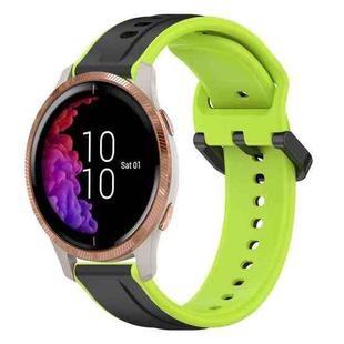 For Garmin Venu 20mm Convex Loop Two-Color Silicone Watch Band(Black+Lime)