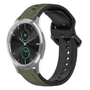 For Garmin VivoMove Luxe 20mm Convex Loop Two-Color Silicone Watch Band(Dark Green+Black)