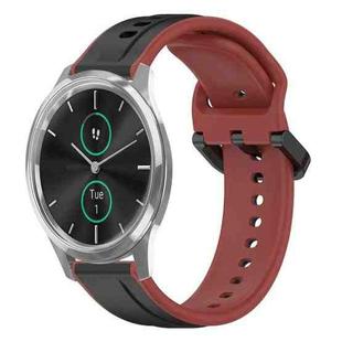 For Garmin VivoMove Luxe 20mm Convex Loop Two-Color Silicone Watch Band(Black+Red)