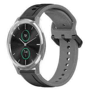 For Garmin VivoMove Luxe 20mm Convex Loop Two-Color Silicone Watch Band(Black+Grey)