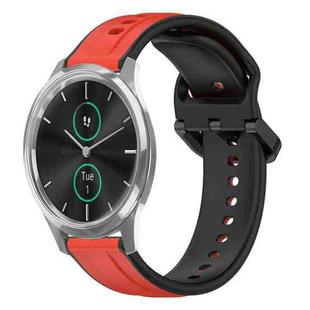 For Garmin VivoMove Luxe 20mm Convex Loop Two-Color Silicone Watch Band(Red+Black)