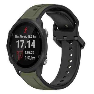 For Garmin Forerunner 245 Music 20mm Convex Loop Two-Color Silicone Watch Band(Dark Green+Black)
