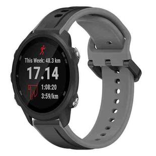 For Garmin Forerunner 245 Music 20mm Convex Loop Two-Color Silicone Watch Band(Black+Grey)