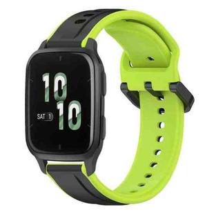 For Garmin Forerunner Sq2 20mm Convex Loop Two-Color Silicone Watch Band(Black+Lime)