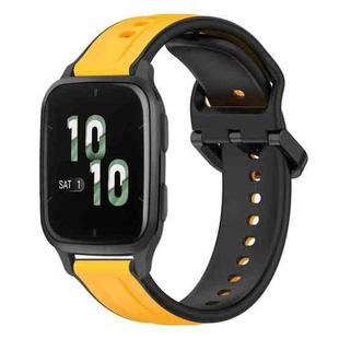 For Garmin Forerunner Sq2 20mm Convex Loop Two-Color Silicone Watch Band(Yellow+Black)