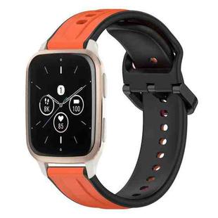 For Garmin Forerunner Sq2 Music 20mm Convex Loop Two-Color Silicone Watch Band(Orange+Black)