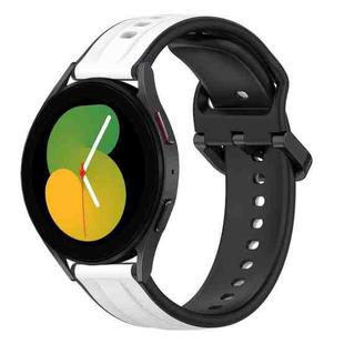 For Samsung Galaxy Watch 5 44mm 20mm Convex Loop Two-Color Silicone Watch Band(White+Black)