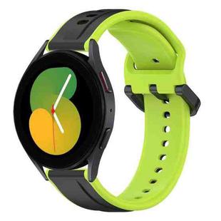 For Samsung Galaxy Watch 5 44mm 20mm Convex Loop Two-Color Silicone Watch Band(Black+Lime)