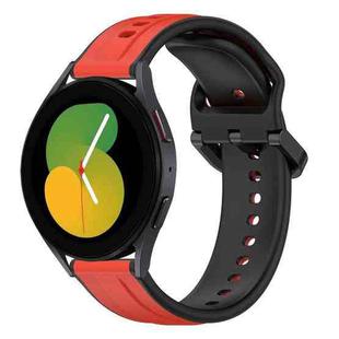 For Samsung Galaxy Watch 5 44mm 20mm Convex Loop Two-Color Silicone Watch Band(Red+Black)