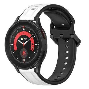 For Samsung Galaxy Watch 5 Pro 45mm 20mm Convex Loop Two-Color Silicone Watch Band(White+Black)