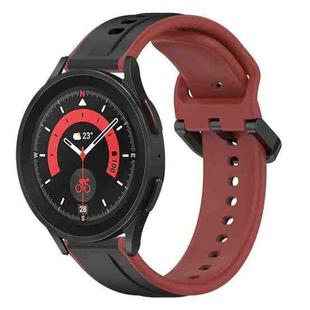 For Samsung Galaxy Watch 5 Pro 45mm 20mm Convex Loop Two-Color Silicone Watch Band(Black+Red)