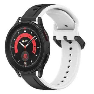 For Samsung Galaxy Watch 5 Pro 45mm 20mm Convex Loop Two-Color Silicone Watch Band(Black+White)