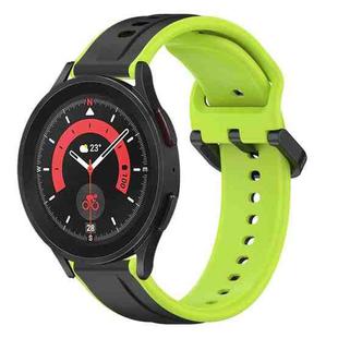 For Samsung Galaxy Watch 5 Pro 45mm 20mm Convex Loop Two-Color Silicone Watch Band(Black+Lime)