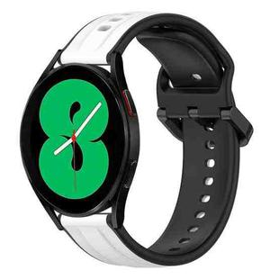 For Samsung Galaxy Watch 4 44mm 20mm Convex Loop Two-Color Silicone Watch Band(White+Black)