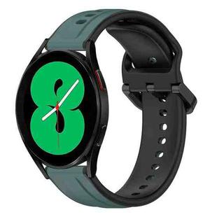 For Samsung Galaxy Watch 4 44mm 20mm Convex Loop Two-Color Silicone Watch Band(Olive Green + Black)