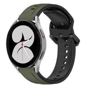 For Samsung Galaxy Watch 4 40mm 20mm Convex Loop Two-Color Silicone Watch Band(Dark Green+Black)