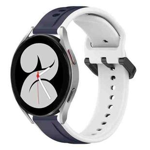 For Samsung Galaxy Watch 4 40mm 20mm Convex Loop Two-Color Silicone Watch Band(Midnight Blue + White)