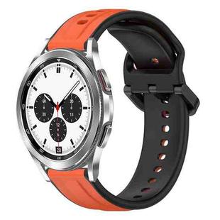 For Samsung  Galaxy Watch 4 Classic 42mm 20mm Convex Loop Two-Color Silicone Watch Band(Orange+Black)