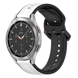 For Samsung  Galaxy Watch 4 Classic 46mm 20mm Convex Loop Two-Color Silicone Watch Band(White+Black)