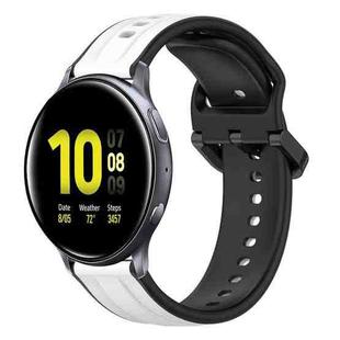 For Samsung Galaxy Watch Active 2 40mm 20mm Convex Loop Two-Color Silicone Watch Band(White+Black)