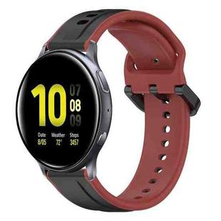 For Samsung Galaxy Watch Active 2 40mm 20mm Convex Loop Two-Color Silicone Watch Band(Black+Red)
