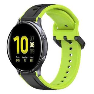For Samsung Galaxy Watch Active 2 40mm 20mm Convex Loop Two-Color Silicone Watch Band(Black+Lime)