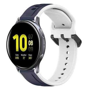 For Samsung Galaxy Watch Active 2 40mm 20mm Convex Loop Two-Color Silicone Watch Band(Midnight Blue + White)