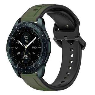 For Samsung Galaxy Watch 42mm 20mm Convex Loop Two-Color Silicone Watch Band(Dark Green+Black)