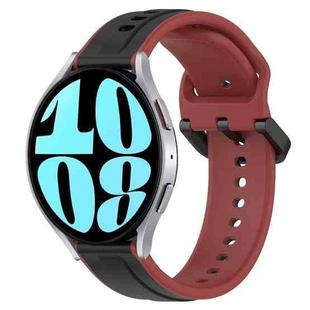 For Samsung Galaxy Watch 6 40mm 20mm Convex Loop Two-Color Silicone Watch Band(Black+Red)