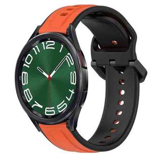 For Samsung Galaxy Watch 6 Classic 47mm 20mm Convex Loop Two-Color Silicone Watch Band(Orange+Black)