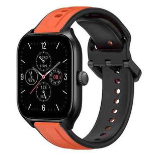 For Amazfit GTS 4 20mm Convex Loop Two-Color Silicone Watch Band(Orange+Black)