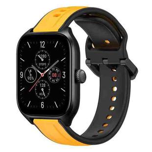 For Amazfit GTS 4 20mm Convex Loop Two-Color Silicone Watch Band(Yellow+Black)
