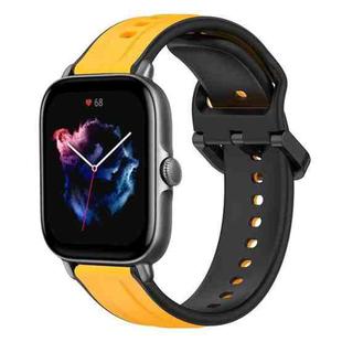 For Amazfit GTS 3 20mm Convex Loop Two-Color Silicone Watch Band(Yellow+Black)