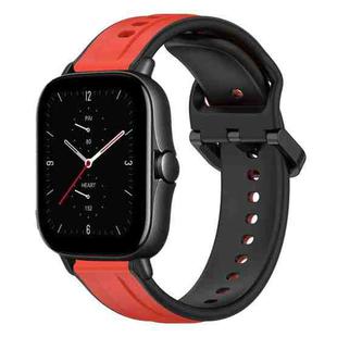For Amazfit GTS 2E 20mm Convex Loop Two-Color Silicone Watch Band(Red+Black)