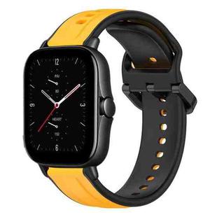 For Amazfit GTS 2E 20mm Convex Loop Two-Color Silicone Watch Band(Yellow+Black)