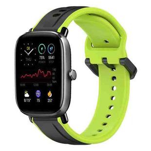 For Amazfit GTS 2 Mini 20mm Convex Loop Two-Color Silicone Watch Band(Black+Lime)